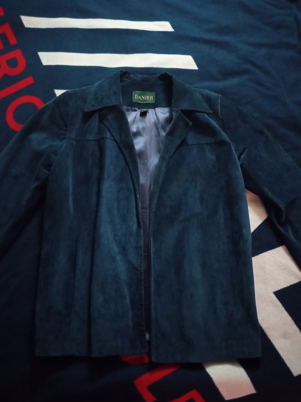 Danier Genuine Leather Navy Suede Jacket Blazer